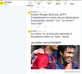 Le compte Tweeter de So Foot excelle dans l'art de la petite phrase percutante et du news jacking